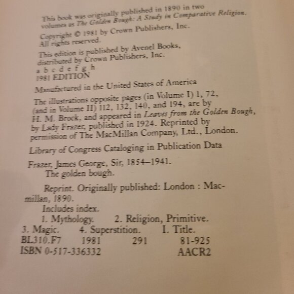 The Golden Bough Roots of Religion and Folklore James G Frazer 1981 Hardcover - Picture 6 of 16